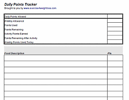 Weight Watchers Points Tracker Spreadsheet And Printable Pdf