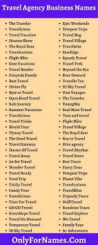 travel agency business names for your