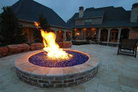 Fire Pit With Blue Glass Rocks