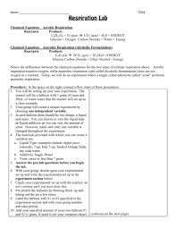 Chemical Equation Aerobic Respiration