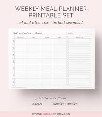 Weekly Meal Planner Printable Shopping Grocery Food List Etsy