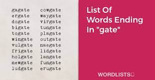 list of words ending in gate