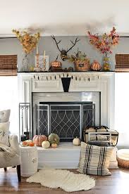my fall mantel with touches of copper