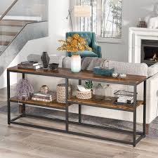Long Sofa Table With Storage Shelves