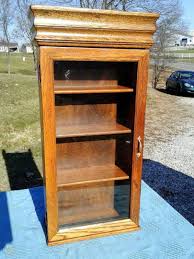 antique oak small wall cabinet one