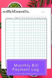 Free Printable Monthly Bill Payment Log Budgeting Money