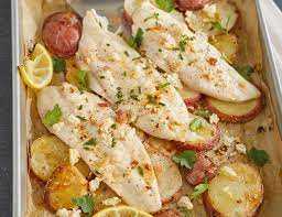 baked petrale sole with lemon potatoes