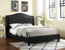tufted queen bed set with nail head trim