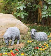 grazing sheep lawn statue garden