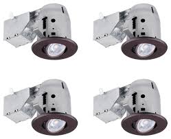 3 Oil Rubbed Bronze Swivel Recessed Lighting Kit 4 Pack Contemporary Recessed Lighting Kits By Globe Electric