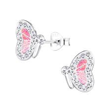 magnificent pink erfly earrings