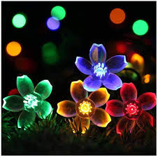 outdoor solar flower string lights