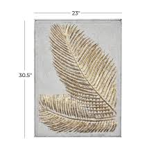 Metal Gold Relief Palm Leaf Wall Decor