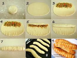 caterpillar bread step by step