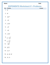 Exponent 12 Page Worksheet With Answers