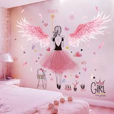 Pink Feathers Wings Wall Stickers Diy