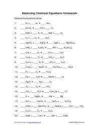 balancing equations worksheets and answers