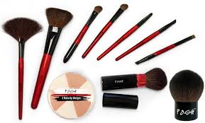 posh red cosmetic brushes groupon goods
