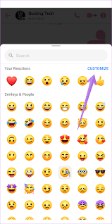 facebook messenger with diffe emojis