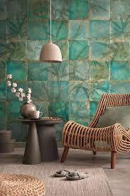 green non woven wallpaper leaf mosaic
