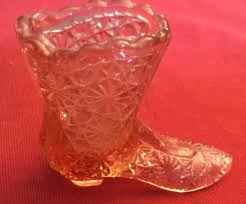 Vintage Fenton Art Glass Pink Boot