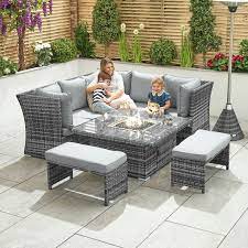 Corner Sofa Set With Rising Firepit Table