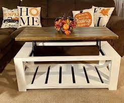 Rustic X And Lift Top Coffee Table