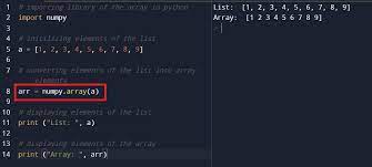 convert python list to numpy arrays