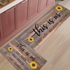 Amazon.com: MUENINELE Kitchen Floor Rug Sets for 2 Pcs, Summer Farm This is  Us Our Life Our Story Our Home Sunflower Vintage Wooden Non-Slip Backing  Runner Mats for Floor, Laundry, Bedrooms, Sink,