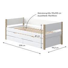 Ikea bett flaxa weiß 90 x 200 mit schubladen. Flexa Nor Einzelbett Mit Ausziehbett Und 2 Schubladen Kidswoodlove