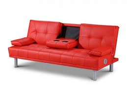 manhattan red faux leather sofa bed