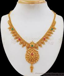 one gram gold necklace for bridal wear