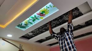 wallpaper application on ceiling you