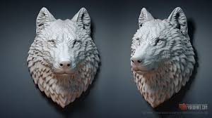 wolf head sculpture jewelry 3d model