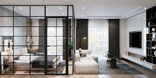 black framed glass wall bedrooms and
