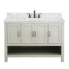 Quartz stone, granite, marble, man made stone, laminate, etc. Foremost Rayna 48 W X 22 D Gray Bathroom Vanity Cabinet At Menards