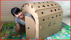 Tự làm ngôi nhà bằng thùng giấy carton siêu đẹp, có đèn và đồ chơi - Make  house for kids (Chim Xinh) - YouTube