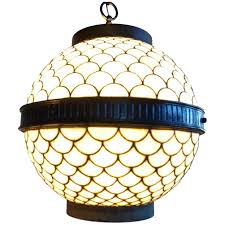 American Leaded Glass Globe Hanging Four Light Pendant Hall Light Eron Johnson Antiques Ruby Lane