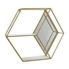 white hexagonal shaped metal wall shelf