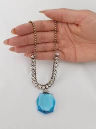 1930 S Paste Necklace Large Clear Blue