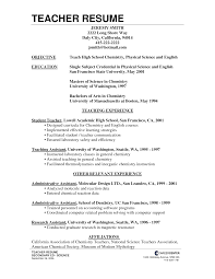 Objective Of Teach High School Chemistry With Resume Examples For