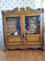 antique victorian oak smokers cabinet