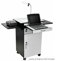 We have laptop lock with different size cable and lock head. Media Cart With Locking Cabinet Pull Out Keyboard Tray Locking Wheels Black Gray Lockable Storage Gray Laminate Computer Workstation Desk