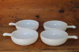 Glasbake Vintage Milk Glass Bowls Lug
