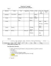 lab10 virtual lab nutrition post lab