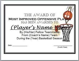 Basketball Awards Certificates 9 Different Awards