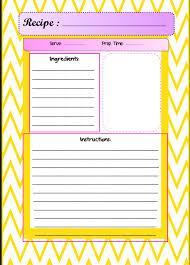 Recipe Template Cooking Instructions Writing Activity For Esl