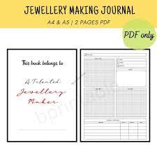 printable jewellery making journal