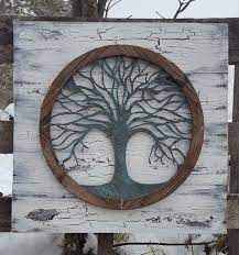 Reclaimed Wood Wall Art Metal Tree
