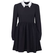 Maybe you would like to learn more about one of these? Black Long Sleeve Dress With White Collar And Cuffs 56c626